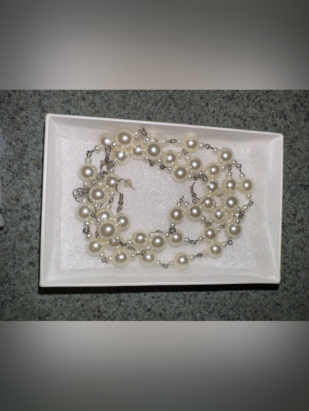 White Beaded Necklace and Earring Set